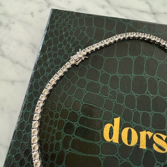 KATE ROUND CUT LAB WHITE SAPPHIRE SILVER RIVIÈRE TENNIS NECKLACE - Picture 11 of 15